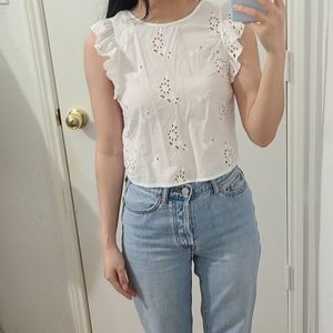 Zara eyelet ruffle cropped top